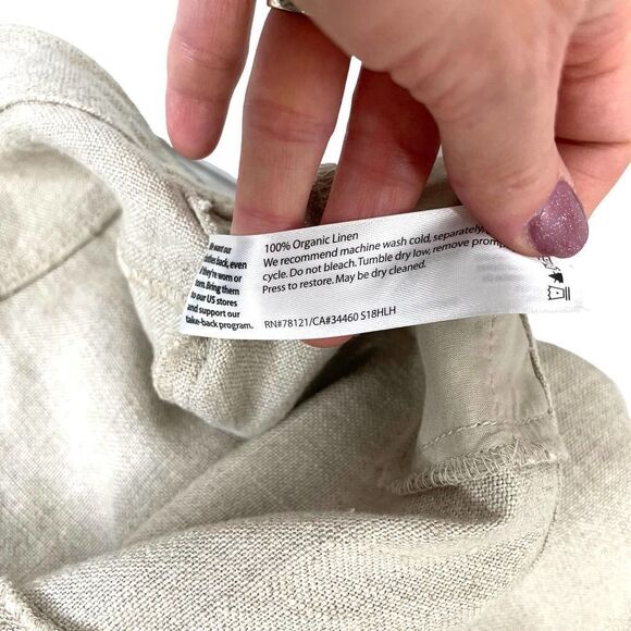 Eileen Fisher organic linen cropped wide leg pants Sz 8 neutral beige lagenlook - Picture 10 of 10